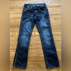 Cowgirl Tuff Western Coral Bootcut Jeans Dark Wash 29 x 33